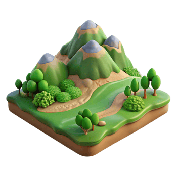 serene rustic Green Terrain Isolated Terra Verde Landscape Top View detailed png