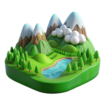 beautiful vintage Green Valley Panorama Cutout with Clear Sky authentic png