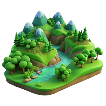 stunning creative Green Valley Cutout Isolated Earthy Terrain Top View original png