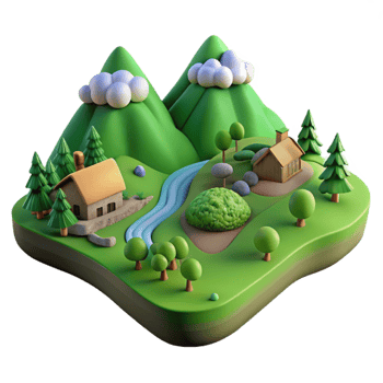 serene abstract Green Valley Cutout Isolated Earthy Terrain Top View high resolution png