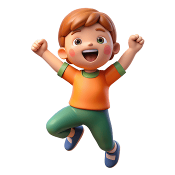 elegant impressionist Excited child, playful pose, with Transparent Background masterfully captured png