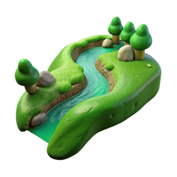 beautiful rustic Green Valley Stream Cutout Isolated with Transparent Background high resolution png