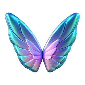 extraordinary coveted Hyper-specific concept art style, isolated cutout of a pair of bioluminescent wings, ultra-detailed with Transparent Background png
