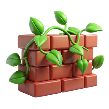 magnificent abstract Green Vines on Red Brick Wall Element Isolated png