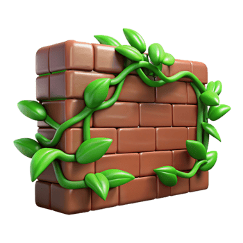 serene contemporary Green Vines on Red Brick Wall Element Isolated exclusive png