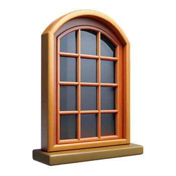 immaculate baroque Georgian window frame, multi-paned sash with Transparent Background high resolution png