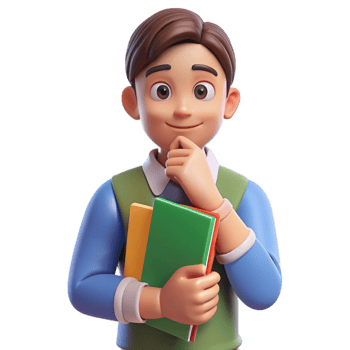 dramatic art deco Thinking student, holding books, with Transparent Background authentic png