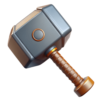 exceptional nordic Thor's Hammer, Mjolnir, powerful weapon with Transparent Background expertly shot png