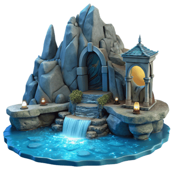 wonderful traditional Grotto in Ocean Cliff Cutout Moonlit Scene genuine png