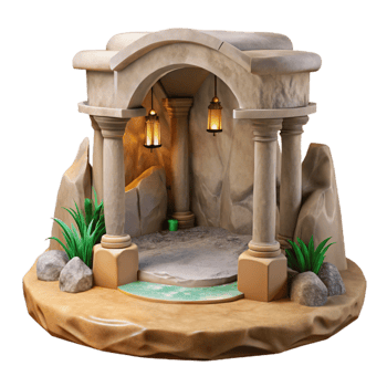 extraordinary creative Grotto Interior Isolated on Transparent Background Front View png