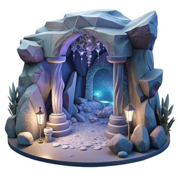 vibrant creative Grotto Interior Transparent Background Moonlit Scene genuine png