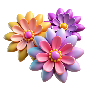 dramatic contemporary Group of Flowers Cutout Vibrant Colors original png