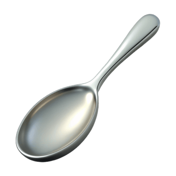 wonderful quintessential Concept art style, isolated cutout of a single silver tablespoon with Transparent Background png