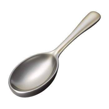 pristine rustic Concept art style, isolated cutout of a single silver tablespoon with Transparent Background expertly shot png