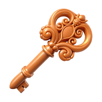 intense sumptuous A vintage key with ornate carvings with Transparent Background authentic png