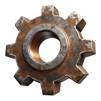 magnificent artistic Grunge Metal Gear Texture Cutout with Rust and Wear genuine png