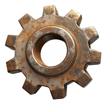 impressive artistic Grunge Metal Gear Texture Cutout with Rust and Wear exclusive png