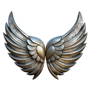 dramatic minimalist Grunge Metal Wings Transparent Graphic professional png