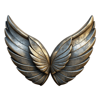 serene minimalist Grunge Metal Wings Transparent Graphic original png