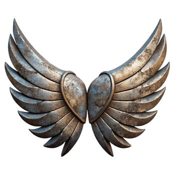 dramatic creative Grunge Metal Wings Weathered Texture Transparent Background genuine png