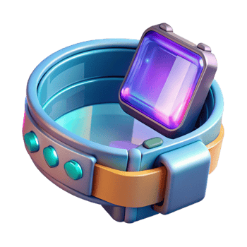 vibrant rustic Concept art style rendering of a futuristic, holographic, wrist-mounted computer interface Isolated cutout with Transparent Background impeccable png