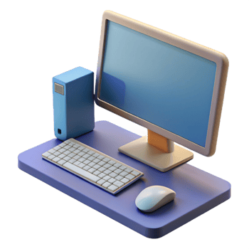 impressive gothic Desktop computer with monitor, keyboard, and mouse with Transparent Background genuine png