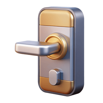 striking joyful geometric Door lock, modern keyless entry with Transparent Background museum quality png