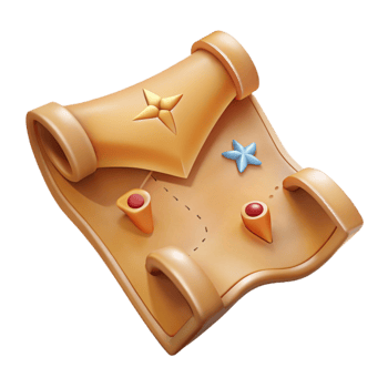 elegant artistic Hand Drawn Treasure Map with Soft Lighting Cutout high quality png