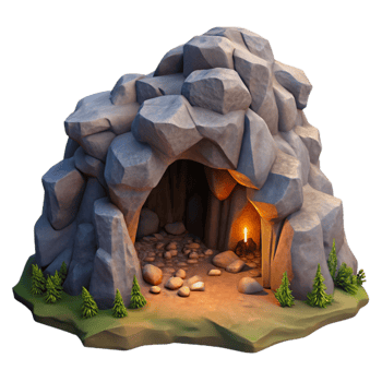 beautiful creative Hidden Depths Cave Cutout with Dramatic Lighting exclusive png