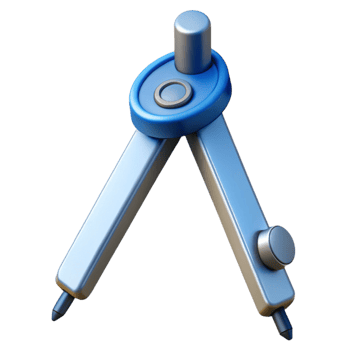 glorious harmonious minimalist Drafting compass, metal precision tool with Transparent Background detailed png