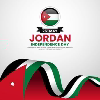 Jordan independence day square banner background with realistic 3D National flag vector