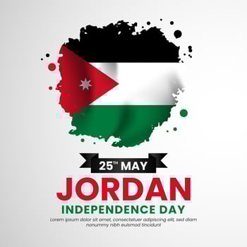 Jordan Grunge brush painted flag style for Independence day square banner background vector