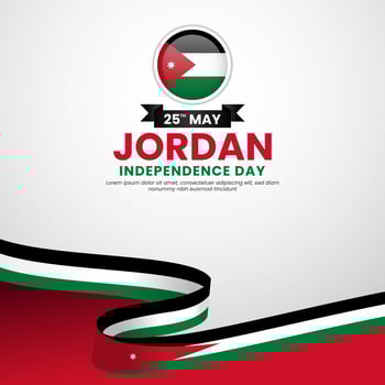 Jordan independence day Square banner background with waving flag vector