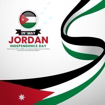 Jordan independence day greeting card, square banner with realistic 3D National flag vector