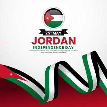 Jordan independence day greeting card, banner background with realistic 3D National flag vector