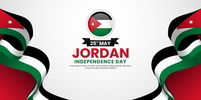 Jordan waving ribbon flag for National day background. Template for independence day banner design vector