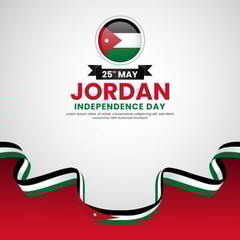 Jordan independence day banner background with waving flag illustration vector