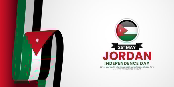 Jordan independence day banner background 25th of May element with realistic waving flag vector