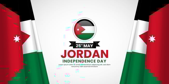 Jordan independence day banner background 25th of May design element with realistic waving flag vector