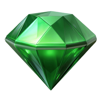 immaculate acclaimed A single, polished gemstone, emerald green with Transparent Background png