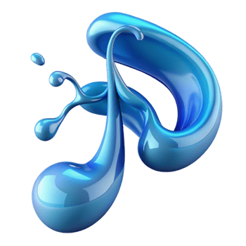 wonderful ethereal victorian A stylized music note made of flowing water with Transparent Background detailed png