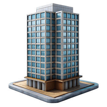 serene traditional High Rise Building Cutout with Transparent Background and Modern Design detailed png