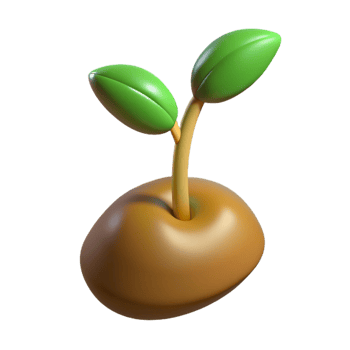 hypnotic mid-century A single, sprouting seed with Transparent Background high quality png