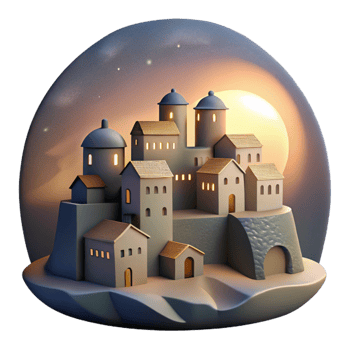 impressive modern Hillside Village Silhouette Cutout Evening Sky Isolated exclusive png