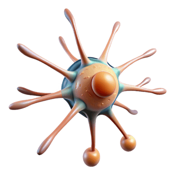 pristine celebrated Hyper-specific, professional render of a single, neuron cell, detailed structure, isolated cutout with Transparent Background png