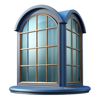 breathtaking contemporary Bay window, curved glass panes with Transparent Background handcrafted png