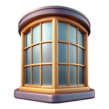 unparalleled rustic Bay window, curved glass panes with Transparent Background precision png