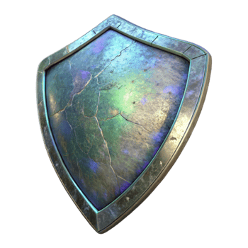 dramatic rustic Hologram of Weathered Shield Isolated Transparent Background professional png