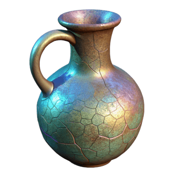 dramatic creative Holographic Earthenware Jug with Cracked Glaze Isolated professional png