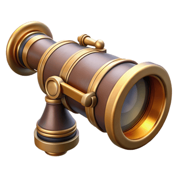 elegant notable Ultra-detailed, professional render of a steampunk spyglass with brass and leather accents Hyper-specific, isolated cutout with Transparent Background png
